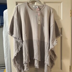 Vineyard Vines Gray Striped Poncho